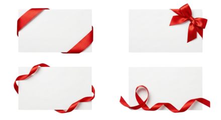 Blank Gift Tags and Cards with Red Ribbon Decoration