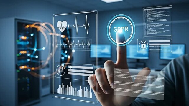 Person using digital screen for concept of technology and security.