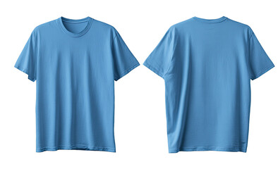Light-blue, plain, short-sleeved T-shirt, front and back views