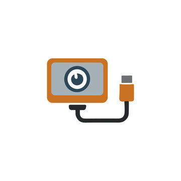 Car back camera icon logo flat vector design