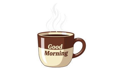 Obraz premium Vintage Coffee Mug Good Morning Flat Vector Illustration generative ai