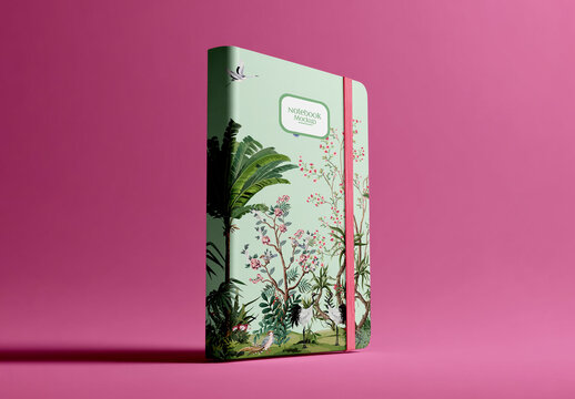Closed Notebook Mockup with Elastic Band