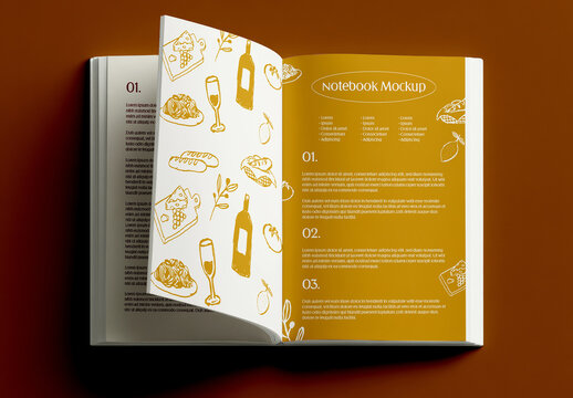 Open Book Mockup with Editorial Layout