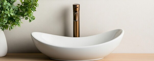 White Ceramic Sink with Bronze Faucet,Bathroom ,Design