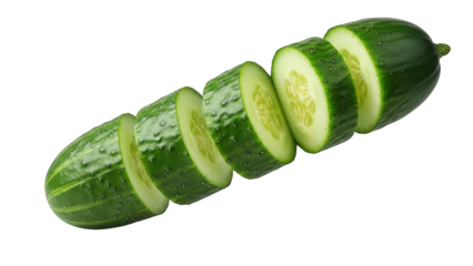 Sliced Cucumber with Visible Seeds on Black Background green fresh