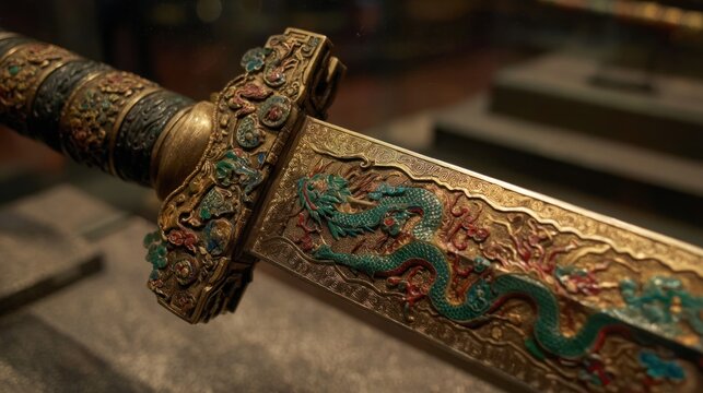 Ornate decorative gold dragon sword