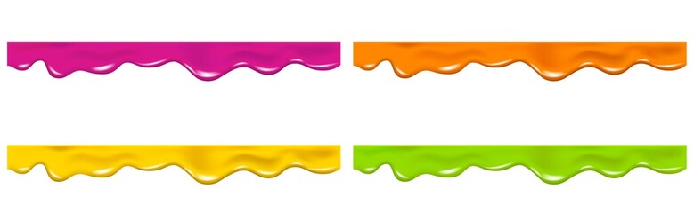 Pink, green, yellow, orange drip cream drops, jelly.