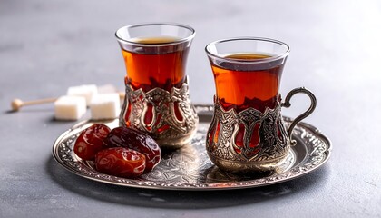 Traditional Arabic Tea with Dates - A Taste of Middle Eastern Hospitality.
