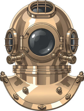 Vintage Copper Diving Helmet Old Dive Equipment.