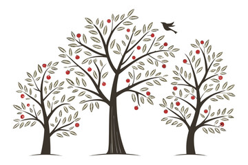 Christmas tree silhouette clipart set. Black Christmas tree drawing clip art collection in white background for xmas season pine tree flat icon decoration vector illustration.