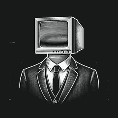 The Man with the Television Head: A Commentary on Modern Society.