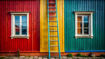 colorful tin house with window