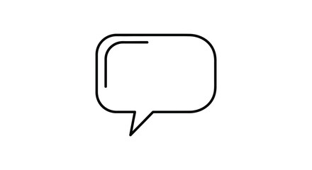 Fototapeta premium Simple black and white illustration of a blank speech bubble on a plain white background