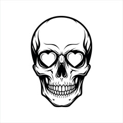 Obraz premium Skull and crossbones human skull vector illustration icon for Valentine's Day design concept 