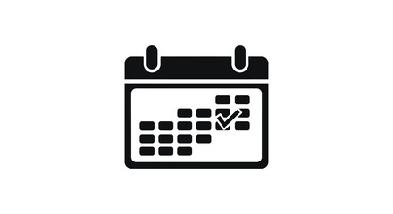 A simple black and white calendar icon with a marked date displayed prominently