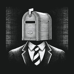 Mailbox Head: A Conceptual Illustration of Communication and Identity.