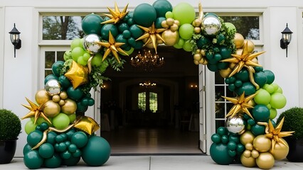 Happy st patrick's day green gold balloons archway decoration