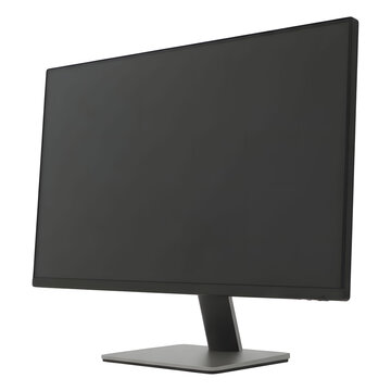 A sleek Dell computer monitor sits on a stand against a white background.
