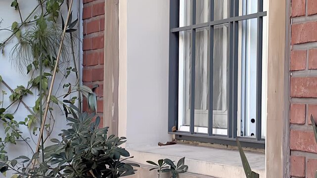 Two Dogs Jumping Out Through House Window, Funny Pet Escape - 4K