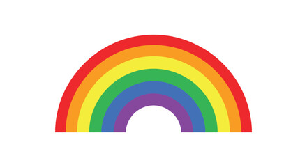 Fototapeta premium A vibrant and colorful rainbow arc gracefully curves across a plain white background simple design