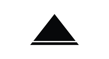 Fototapeta premium A simple graphic illustration of a solid black triangle resting on a horizontal line