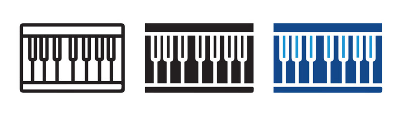 Fototapeta premium Piano Keyboard Icon Set Vector Illustration for Music, Instruments, and Entertainment Design