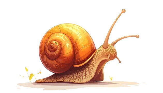 Detailed illustration of a snail with a golden shell.