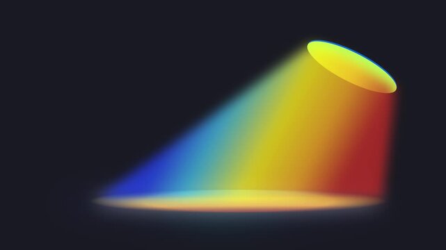 Rainbow spotlight beam on dark background spectrum