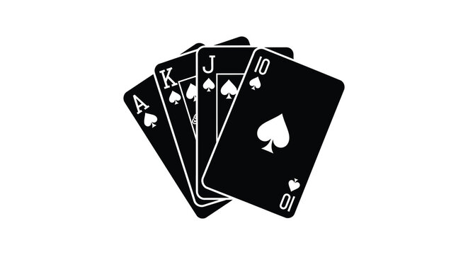 A depiction of playing cards showing an ace king queen jack and ten of spades