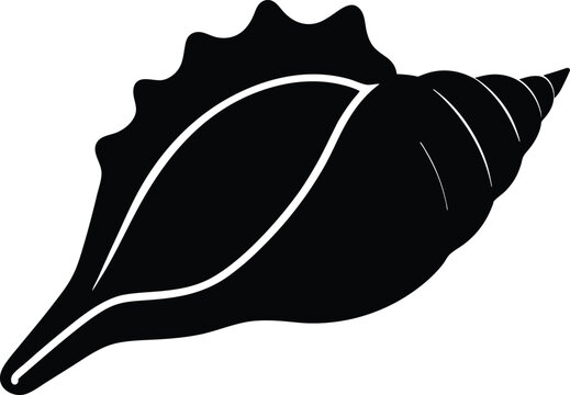 Conch shell shankha silhouette vector art illustration and minimal black and white design