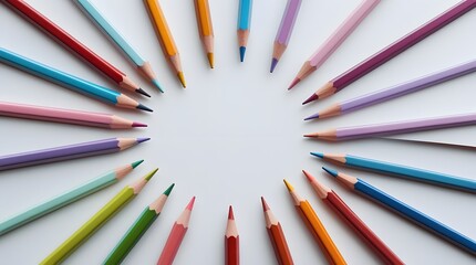 Creative Art Supplies Arranged in Radial Spectrum