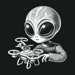 Alien Engineer: A Detailed Illustration of Extraterrestrial Technology.