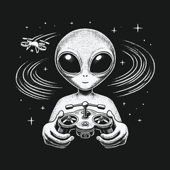 Alien Pilot: Navigating the Cosmos with Drone Technology.