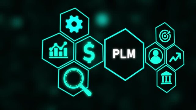 PLM Product lifecycle management system technology concept. Technology, Internet and network concept.