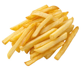 Golden French fries on transparent background