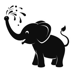 Obraz premium Artistic baby elephant silhouette with oversized ears, a gentle graphic for a variety of uses
