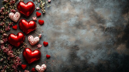 Valentines Day Banner Background With Red Heart Decorations And Soft Romantic Texture Creating Elegant Copy Space For Love And Celebration Designs
