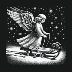 Angels Winter Ride: A Serene Night Scene.