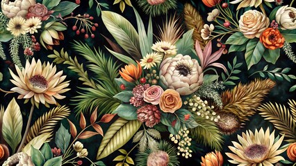 flowers design on the dark background