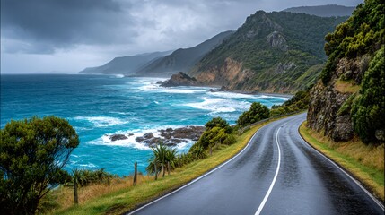 Great ocean road coastal drive with ocean view
