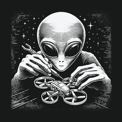 Alien Engineer: Crafting a Drone in the Cosmos.