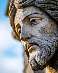 Jesus christ stone statue demonstrating faith and spiritual art