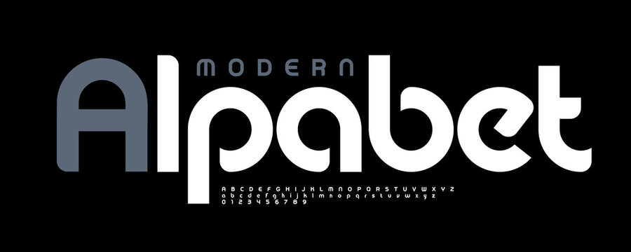 Modern Font Logo Alphabet Geometric Letter Set Creative Typography, Tech Sport Game Typographic Design for Music Poster Headline, Digital Futuristic Type Logotype, Sans Serif Fonts. Vector Typeface