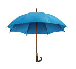 Open blue umbrella against black background