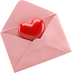 Pink Envelope with Red Heart Shape Seal Opened