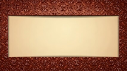 Elegant Blank Gold Banner on Ornate Brown Textured Background.