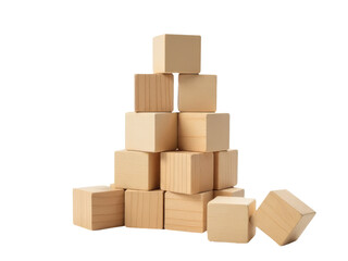 Obraz premium A pile of wooden blocks stacked on top of each other, suitable for architectural or design concepts