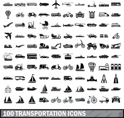 100 Transportation Simple Icon Collection