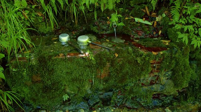 抱返り渓谷の水汲み場