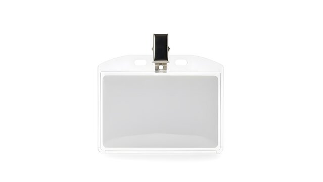 Blank horizontal id badge holder with silver metal clip